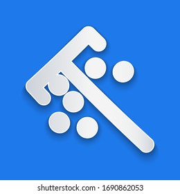 Paper cut Stick for chips icon isolated on blue background. Casino gambling. Paper art style. Vector Illustration