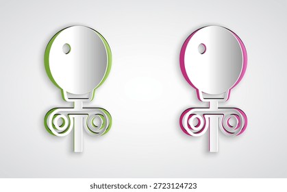 Corte de papel Stud brincos ícone isolado no fundo cinza. Acessórios para joias. Estilo da arte do papel. Vetor