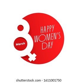 Paper Cut style 8 March with Female Gender Symbol on Red Circular Background for Happy Women's Day.