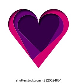 Paper cut style abstract big heart on white background. Vector illustration.