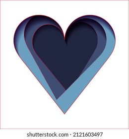 Paper cut style abstract big heart on white background. Valentine's day, Mother's day, Father's day card and etc. Vector illustration