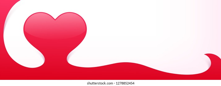 Paper cut style abstract heart shape on white background for Valentine's Day celebration header or banner design.