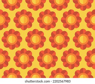 Paper cut style abstract retro groovy bold flower seamless pattern