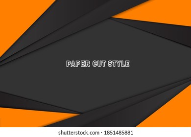 Papierschnitt-Style-Hintergrund in orangefarbener und schwarzer Farbkombination