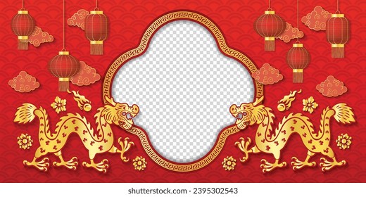 Paper Cut Style of Chinese New Year Background