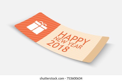 Paper cut style concept New 2018 year greeting card, vector illustration.