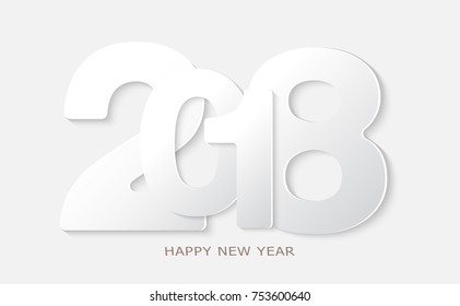 Paper cut style concept New 2018 year greeting card, vector illustration.