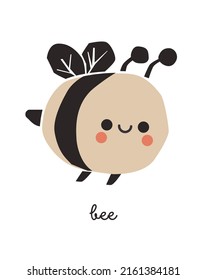 Paper cut style cute bee , isolated vector illustration on white background.
