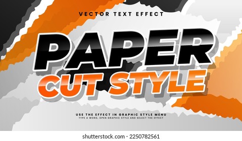 Paper cut style editable text style effect. Black color text suitable for craft themes.