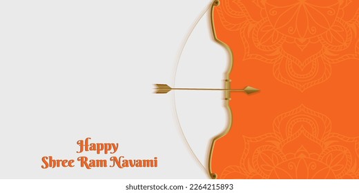 paper cut style happy Shree Ram Navami horizontal banner