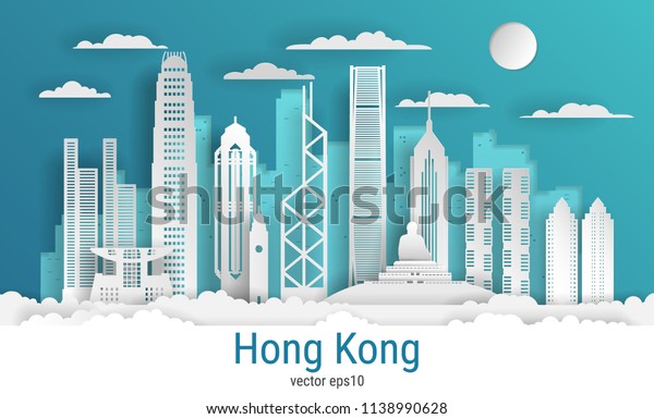 剪纸风格香港城市 白色彩纸 矢量股票插图 城市景观与所有著名的建筑 天际线香港城市构图设计库存矢量图 免版税 剪纸风格香港城市 白色彩纸 矢量股票插图 城市景观与所有著名的建筑 天际线香港城市构图设计库存矢量图 免版税