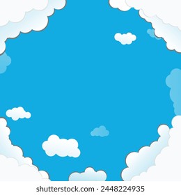 ilustración de estilo de corte de papel cielo nubes azul