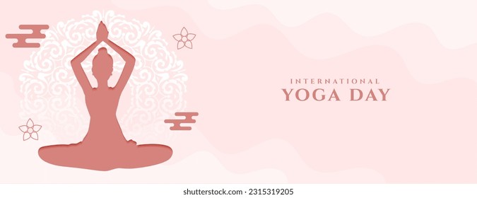 paper cut style international yoga day banner for fitness and health therapy vector