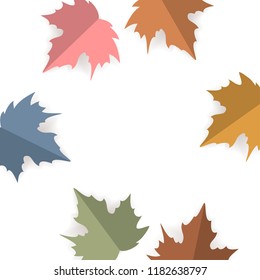 paper cut style maple leaves over white background,  autumn fall thanksgiving square texture vector illustration