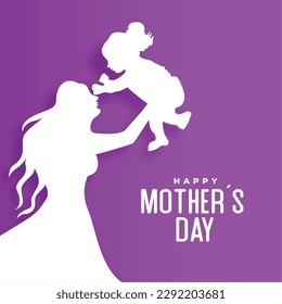 paper cut style mothers day wishes card for mom and daughter love vector