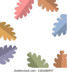 paper cut style pastel colored oak tree leaves square background