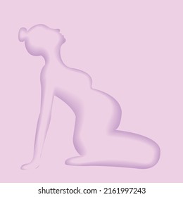 Paper cut style.  pregnancy, pregnant, mother, female, baby, maternity  Origami silhouette. Craft paper cut art illustration.
