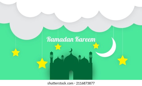 paper cut style of ramadan kareem background design template design