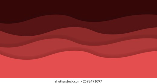 Paper cut style red wave pattern background