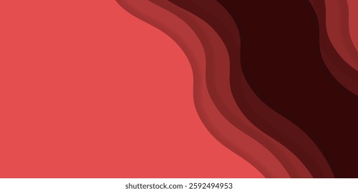 Paper cut style red wave pattern background