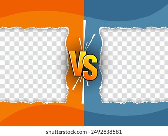 paper cut style versus vs screen background for duel tournament vector