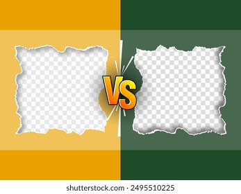 paper cut style versus vs screen background for duel tournament vector