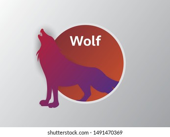 Paper cut style wolf with exotic background. illüstration eps10
