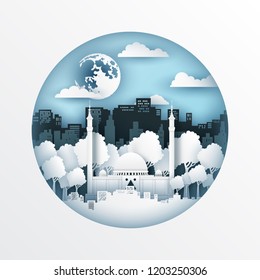 Paper cut style of world famous landmark of Nigeria,travel postcard and poster,vector illustration.