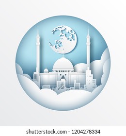 Paper cut style of world famous landmark of Nigeria,travel postcard and poster,vector illustration.