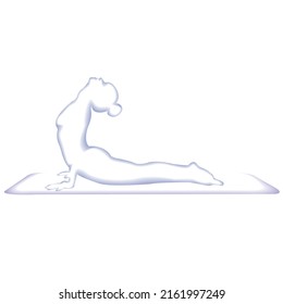 Estilo de corte de papel.  yoga, pose, ejercicio, fitness, hembra, ejercicio, asana   Silueta de origami. Ilustración artística de corte de papel artesanal.