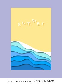 Paper cut summer background. Design industry for posters, placards,banners, flyers. Trendy concept fashion design. Vector illustration