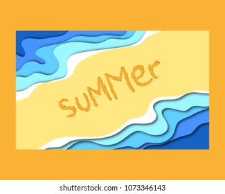 Paper cut summer background. Design industry for posters, placards,banners, flyers. Trendy concept fashion design. Vector illustration