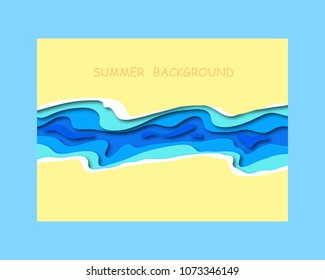 Paper cut summer background. Design industry for posters, placards,banners, flyers. Trendy concept fashion design. Vector illustration