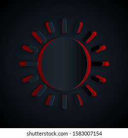 Paper cut Sun icon isolated on black background. Paper art style. Vector Illustration