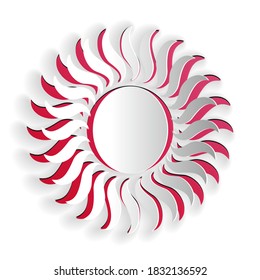 Paper cut Sun icon isolated on white background. Paper art style. Vector.