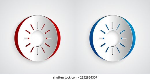 Paper cut Sun icon isolated on grey background. Paper art style. Vector