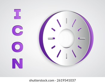Paper cut Sun icon isolated on grey background. Paper art style. Vector