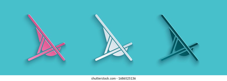 Icono de recorte de papel aislado en fondo azul. Estilo de arte de papel. Ilustración vectorial