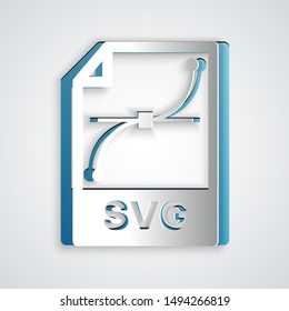 Paper cut SVG file document. Download svg button icon isolated on grey background. SVG file symbol. Paper art style. Vector Illustration