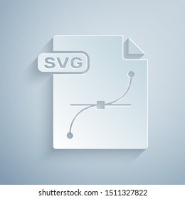 Paper cut SVG file document. Download svg button icon isolated on grey background. SVG file symbol. Paper art style. Vector Illustration