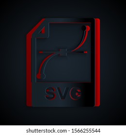 Paper cut SVG file document. Download svg button icon isolated on black background. SVG file symbol. Paper art style. Vector Illustration