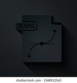 Paper cut SVG file document. Download svg button icon isolated on black background. SVG file symbol. Paper art style. Vector Illustration