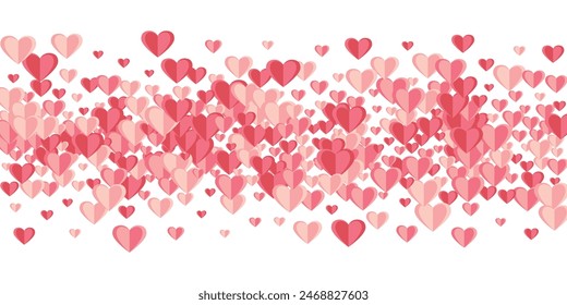 Paper cut sweet heart shapes flying vector background. Festive decorative elements. Poster backdrop. Little heart amour symbols on white.