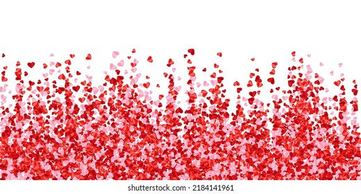 Paper cut sweet heart symbols confetti vector background. Mother's Day gift decor. Greeting card background. Falling heart love symbols on white.