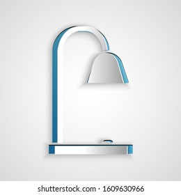 Paper cut Table lamp icon isolated on grey background. Paper art style. Vector Illustration