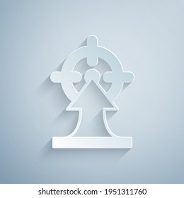 Paper cut Target financial goal concept icon isolated on grey background. Symbolic goals achievement, success. Paper art style. Vector