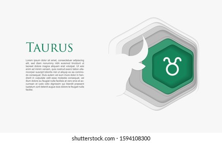 Paper cut Taurus zodiac sign icon isolated on white background. Astrological horoscope collection. Paper art style. Vector Illustration