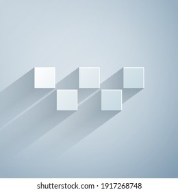 Paper cut Taxi car roof icon isolated on grey background. Paper art style. Vector