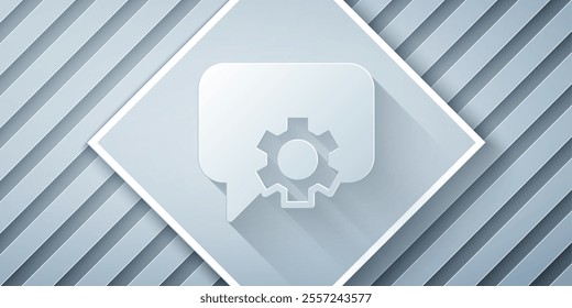 Paper cut Telephone 24 hours support icon isolated on grey background. All-day customer support call-center. Full time call services. Paper art style. Vector