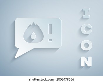 Paper cut Telephone with emergency call 911 icon isolated on grey background. Police, ambulance, fire department, call, phone. Paper art style. Vector